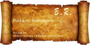 Balázs Radamesz névjegykártya
